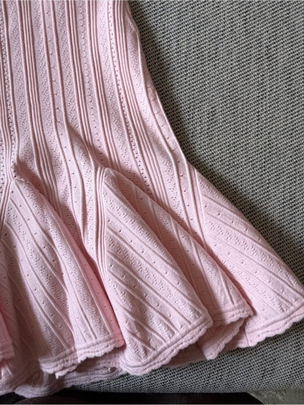 NWT Loveshackfancy Tabatha Stretch Pointelle Mini Dress Peach Sorbet Pink | XS - Picture 13 of 16